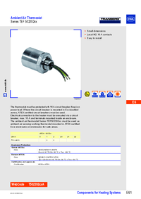 Thumbnail of document Data Sheet - TEF502392xx Ambient Air Thermostat